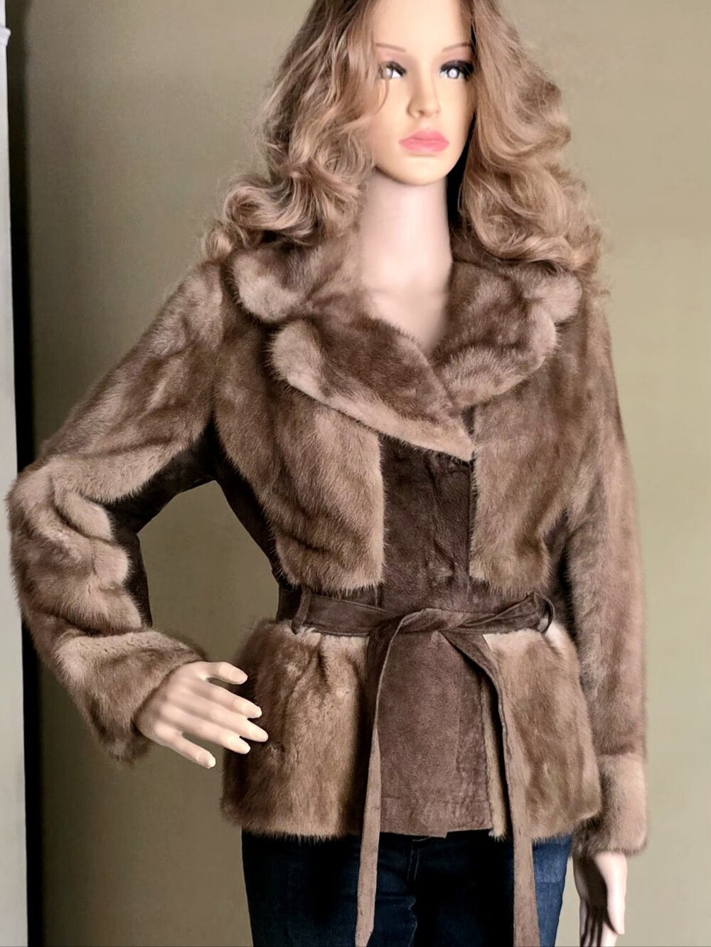 Vintage M. Michaels Mink & Suede Jacket | Belted | XS-S